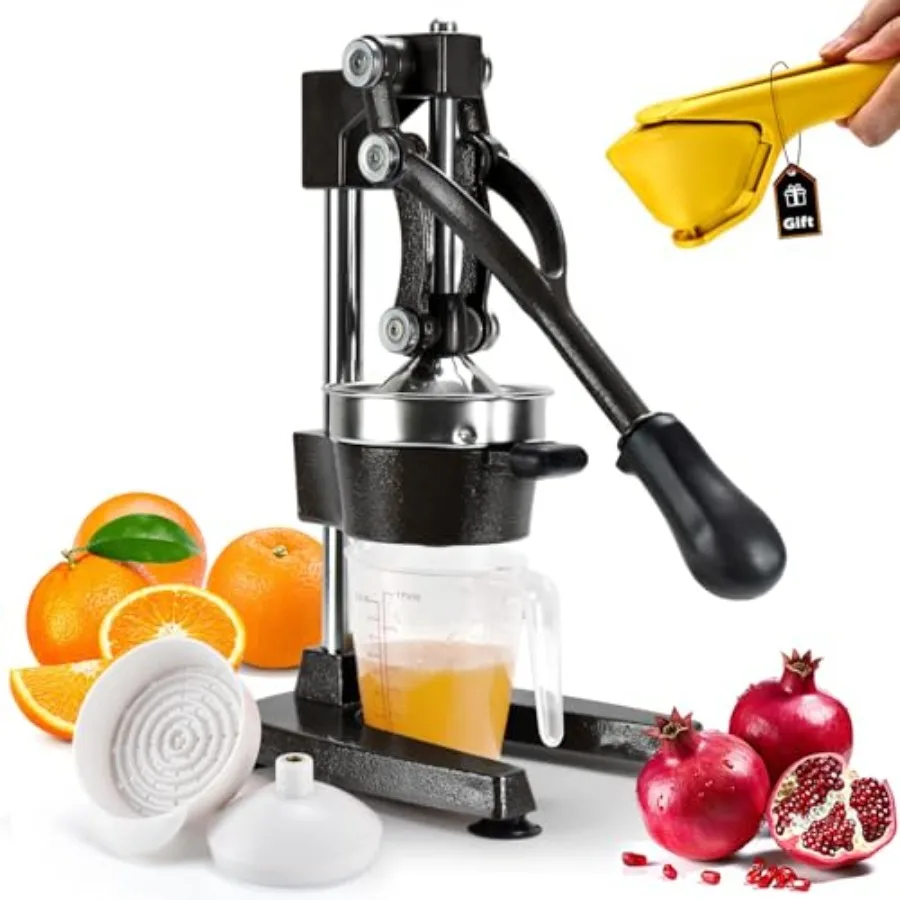 Heavy-Duty Manual Citrus Juicer for Kitchen Cast Iron Orange Lemon Pomegranate Squeezer with Dual-Die Head Black Finish Rust-Re
Heavy-Duty Manual Citrus Juicer for Kitchen Cast Iron Orange Lemon Pomegranate Squeezer with Dual-Die Head Black Finish Rust-Re
