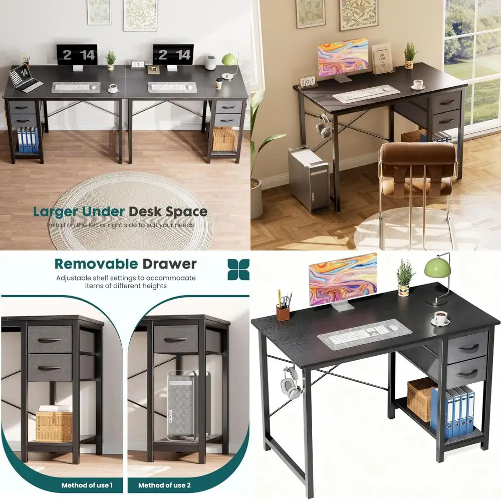 Compact 40 Home Office Desk with Storage Shelves, Ideal for Study and Writing in Bedroom, Black
Compact 40 Home Office Desk with Storage Shelves, Ideal for Study and Writing in Bedroom, Black