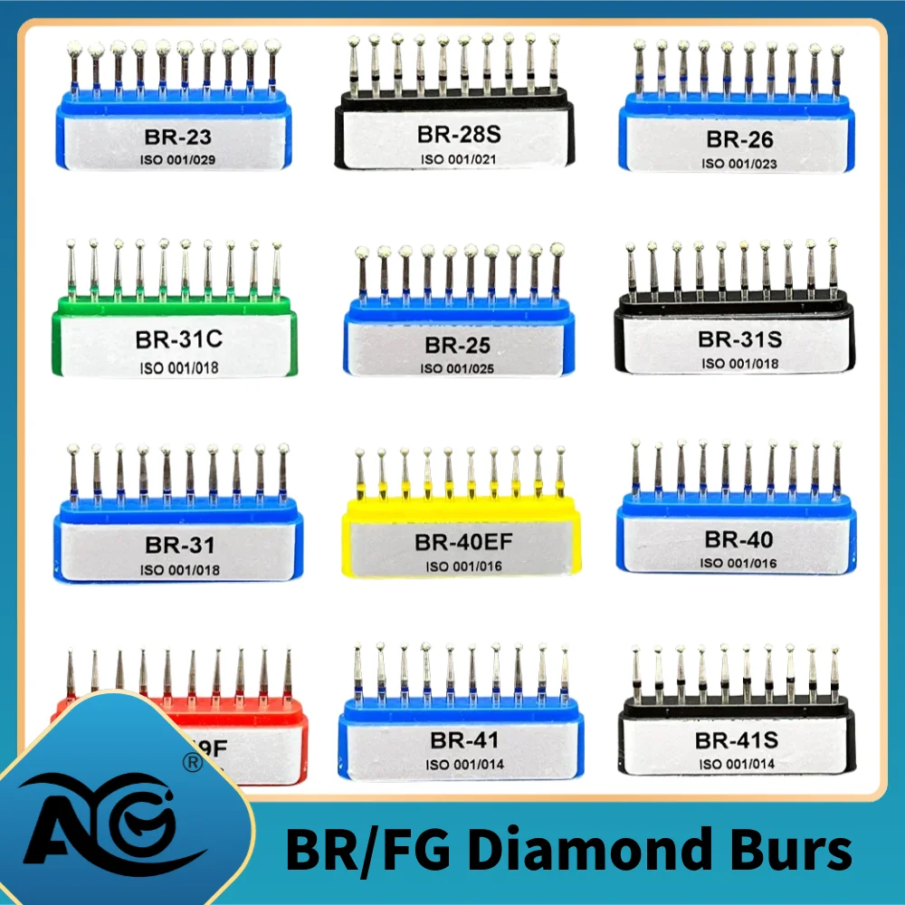 Набор алмазных боров AG FG/BR для высокоскоростных наконечников, диаметр 1,6 мм, материалы для стоматологов
Набор алмазных боров AG FG/BR для высокоскоростных наконечников, диаметр 1,6 мм, материалы для стоматологов