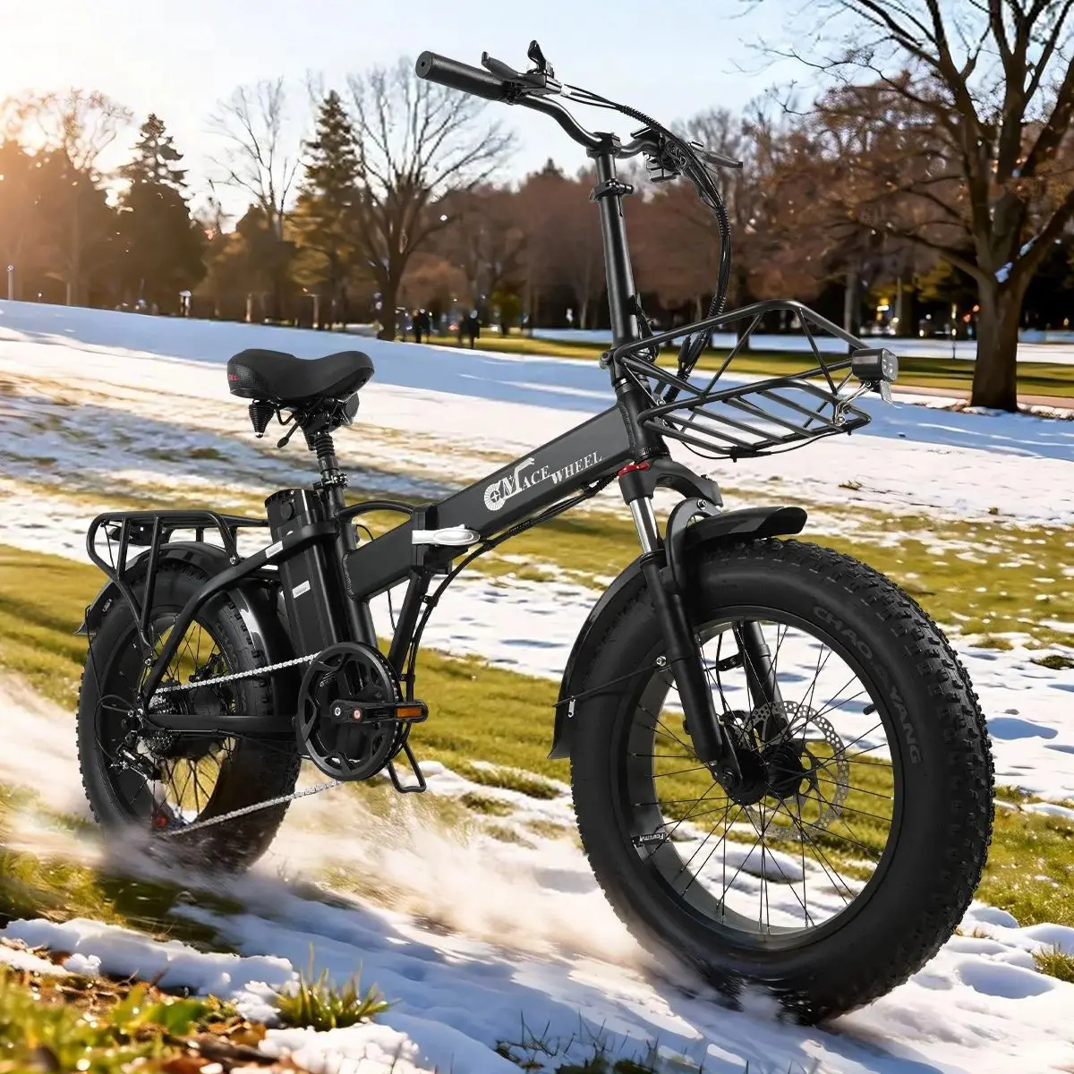 Cmacewheel GW20 folding electric bicycle, peak power 950W, 48V18AH, 20 inch * 4.0-inch fat tires, with front basket
Cmacewheel GW20 folding electric bicycle, peak power 950W, 48V18AH, 20 inch * 4.0-inch fat tires, with front basket