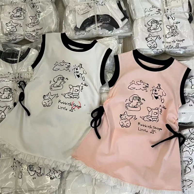 Korean Children's Clothing Baby Vest Dress Cute Dog Print Vest Dress Sweet Lace Edge Girls' Dress
Korean Children's Clothing Baby Vest Dress Cute Dog Print Vest Dress Sweet Lace Edge Girls' Dress