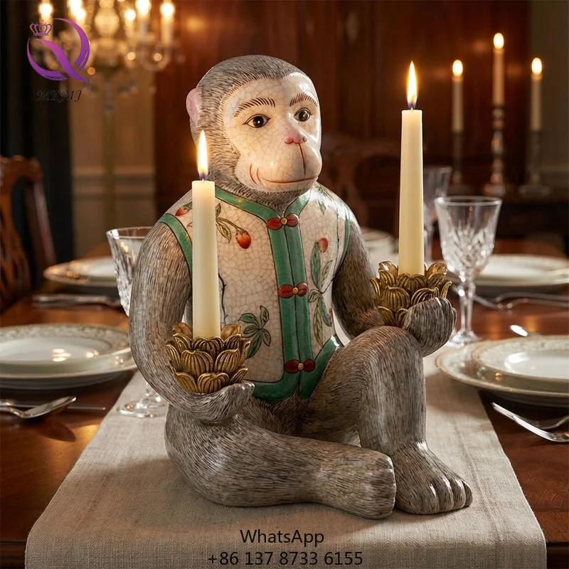 Monkey Porcelain Candle Holder Art Deco Design Geometric Shape Personalized Home Decor For Living Room
Monkey Porcelain Candle Holder Art Deco Design Geometric Shape Personalized Home Decor For Living Room