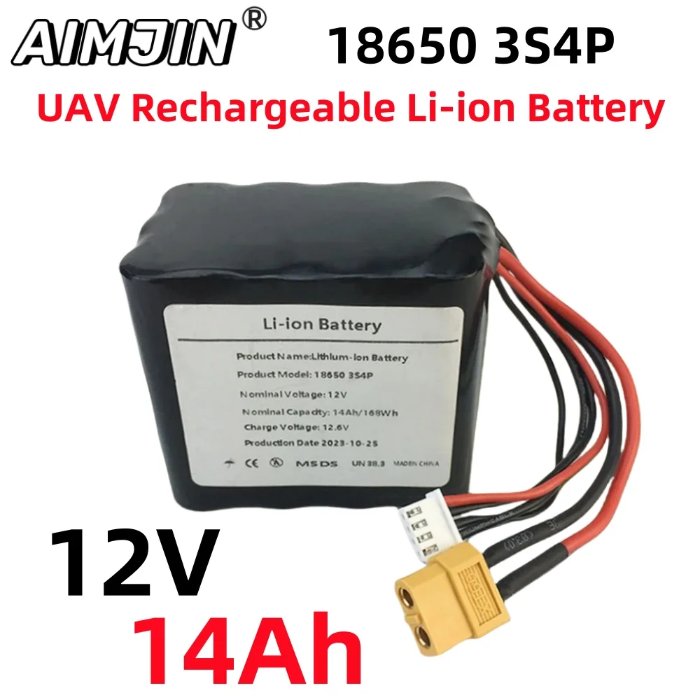 12V 14Ah 3S4P 12.6V High Capacity UAV Rechargeable Li-ion Battery For Various RC Airplane Quadrotor XH2.54-4P XT60
12V 14Ah 3S4P 12.6V High Capacity UAV Rechargeable Li-ion Battery For Various RC Airplane Quadrotor XH2.54-4P XT60