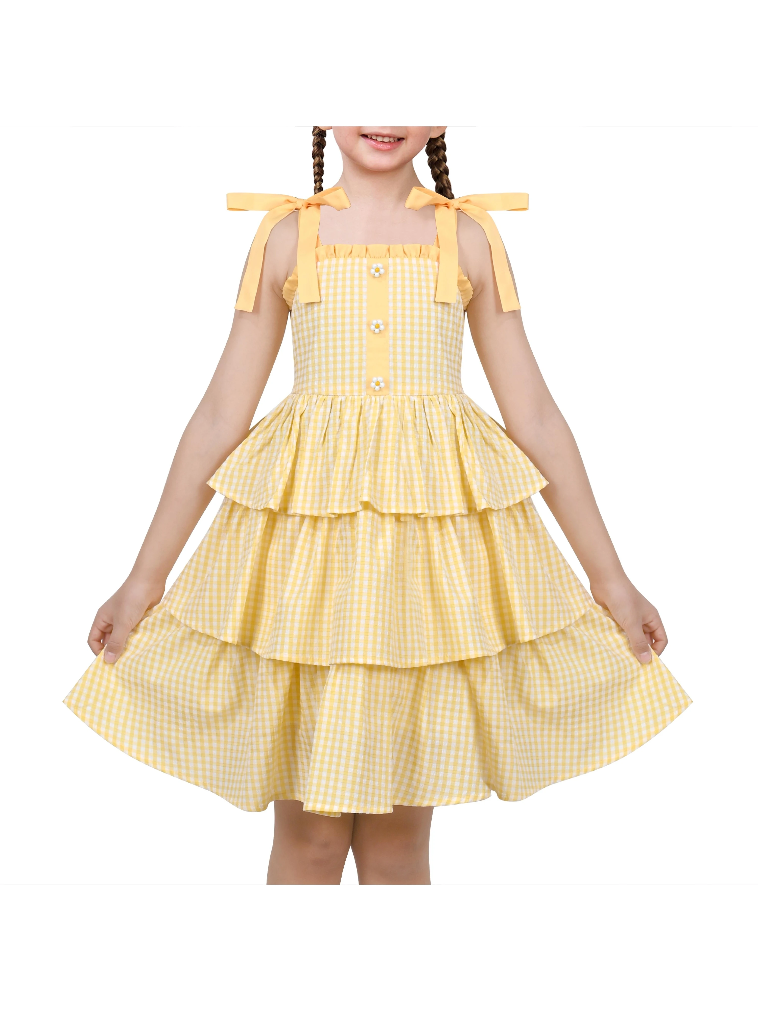 Sunny Fashion Girls Dress Spaghetti Gingham Ruffle Light Yellow Plaid Casual
Sunny Fashion Girls Dress Spaghetti Gingham Ruffle Light Yellow Plaid Casual