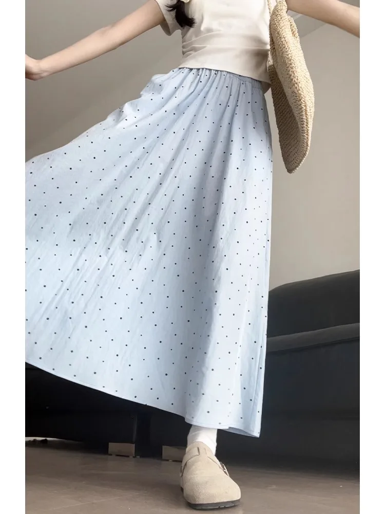 Синяя юбка в горошек, женская летняя юбка-зонтик больших размеров с эластичной резинкой на талии, утягивающая юбка-зонтик из ледяного шелка, юбка Yamamoto
Синяя юбка в горошек, женская летняя юбка-зонтик больших размеров с эластичной резинкой на талии, утягивающая юбка-зонтик из ледяного шелка, юбка Yamamoto