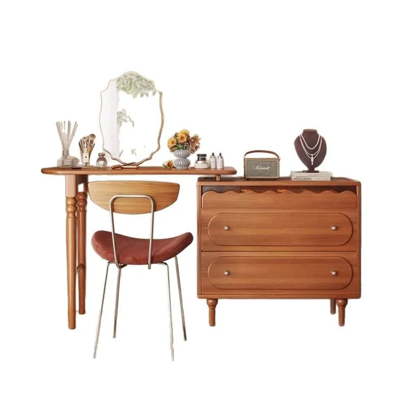 Medieval dresser chest integrated French retro bedroom bedside retractable solid wood makeup table
Medieval dresser chest integrated French retro bedroom bedside retractable solid wood makeup table