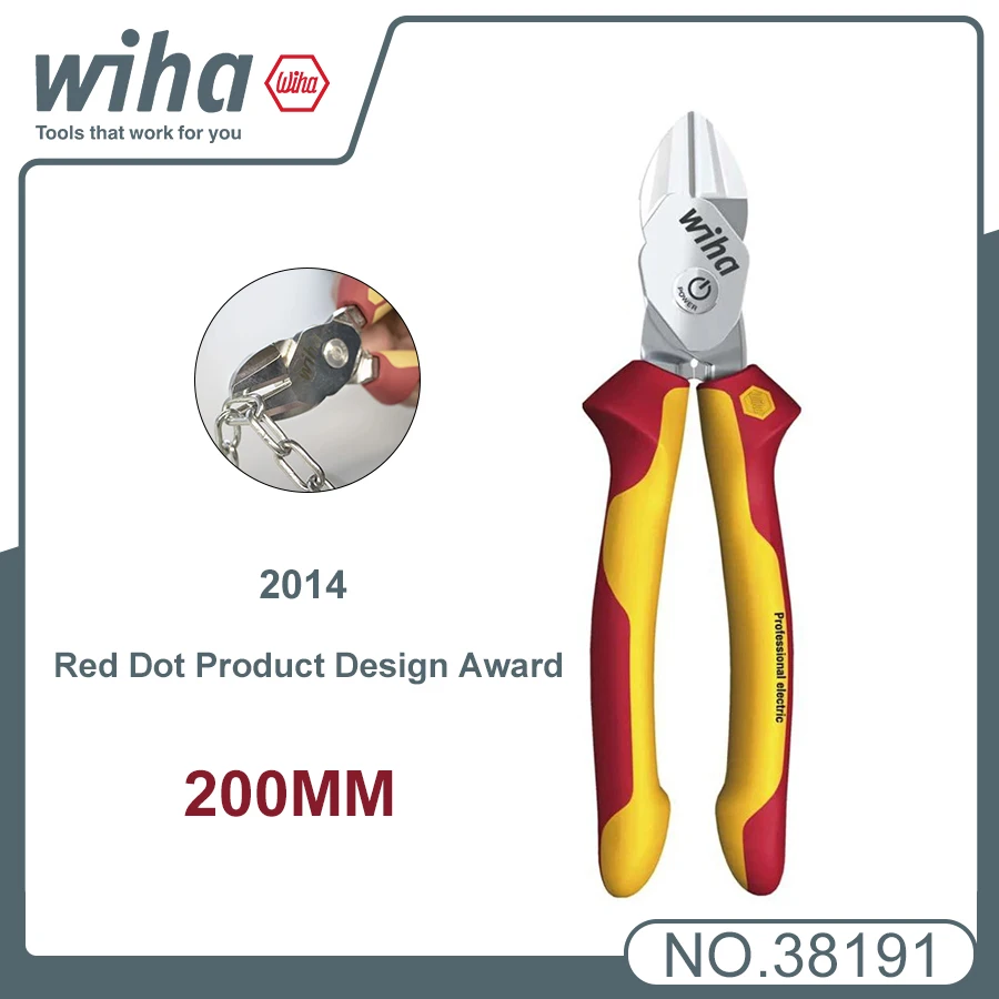 Wiha 38191 Patented 4:6 shear structure 200mm professional electric shock-proof diagonal pliers Won the Red Dot Award in 2014
Wiha 38191 Patented 4:6 shear structure 200mm professional electric shock-proof diagonal pliers Won the Red Dot Award in 2014