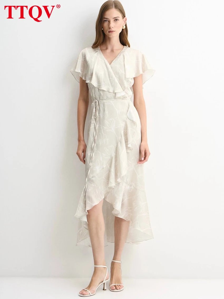 TTQV Summer Loose Apricot Women's Dress 2026 Sexy V-Neck Short Sleeve Midi Dresses Lady Elegant Classic Ruffles Female Dress
TTQV Summer Loose Apricot Women's Dress 2026 Sexy V-Neck Short Sleeve Midi Dresses Lady Elegant Classic Ruffles Female Dress