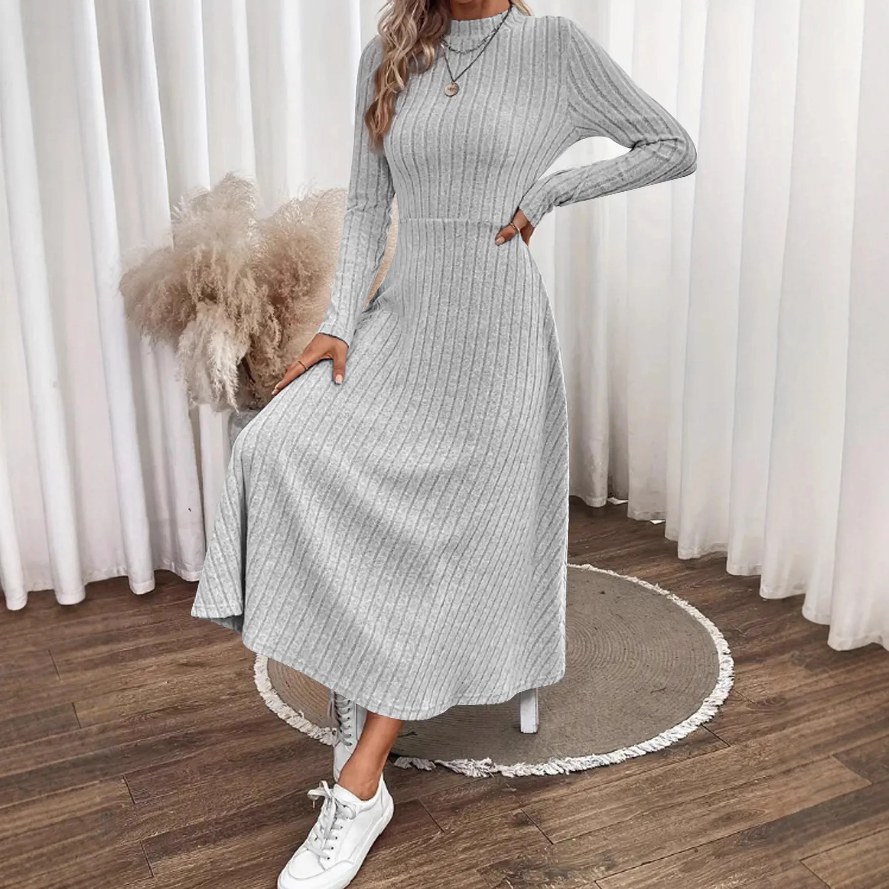 Elegant Long Sleeve Dress Women Autumn Winter Simple Vintage Solid Color Dresses Fashion Lady Maxi Vestidos Casual Street Y2K
Elegant Long Sleeve Dress Women Autumn Winter Simple Vintage Solid Color Dresses Fashion Lady Maxi Vestidos Casual Street Y2K
