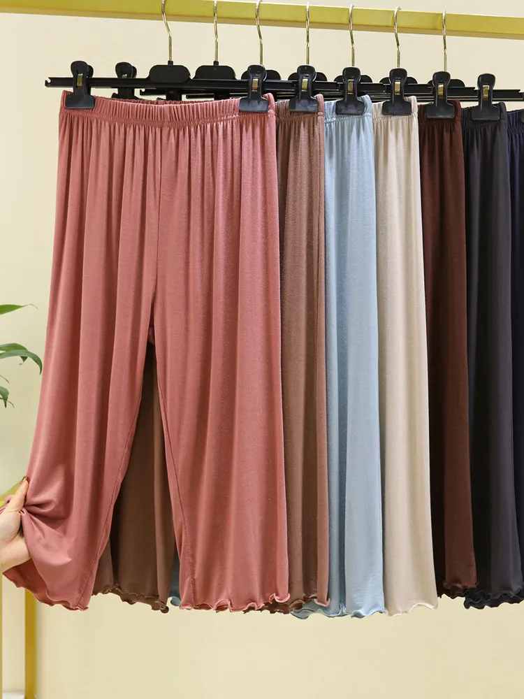 High Waist Wide Leg Seven-Foot Pants Women's Summer Loose Modal Thin Home Sleepwear Slimming Straight Elastic Waist Trousers
High Waist Wide Leg Seven-Foot Pants Women's Summer Loose Modal Thin Home Sleepwear Slimming Straight Elastic Waist Trousers
