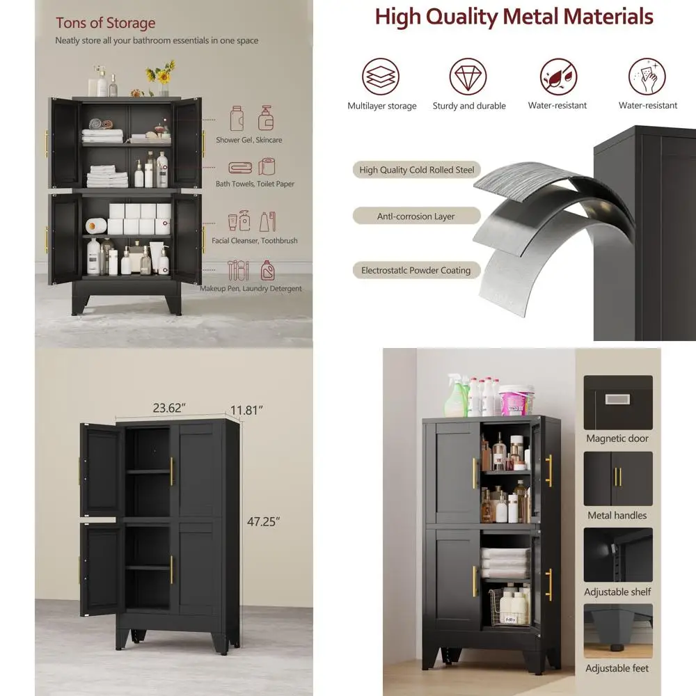 47 Metal Floor Cabinet with 4 Doors & 2 Shelves for Multi-Room Storage
47 Metal Floor Cabinet with 4 Doors & 2 Shelves for Multi-Room Storage