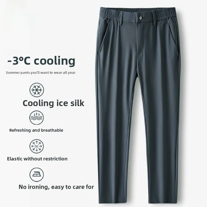 Мужские летние брюки из ледяного шелка: тонкие, высокоэластичные, прямого кроя, свободные, повседневные, деловые, модные, городские, стильные, особо широкие
Мужские летние брюки из ледяного шелка: тонкие, высокоэластичные, прямого кроя, свободные, повседневные, деловые, модные, городские, стильные, особо широкие