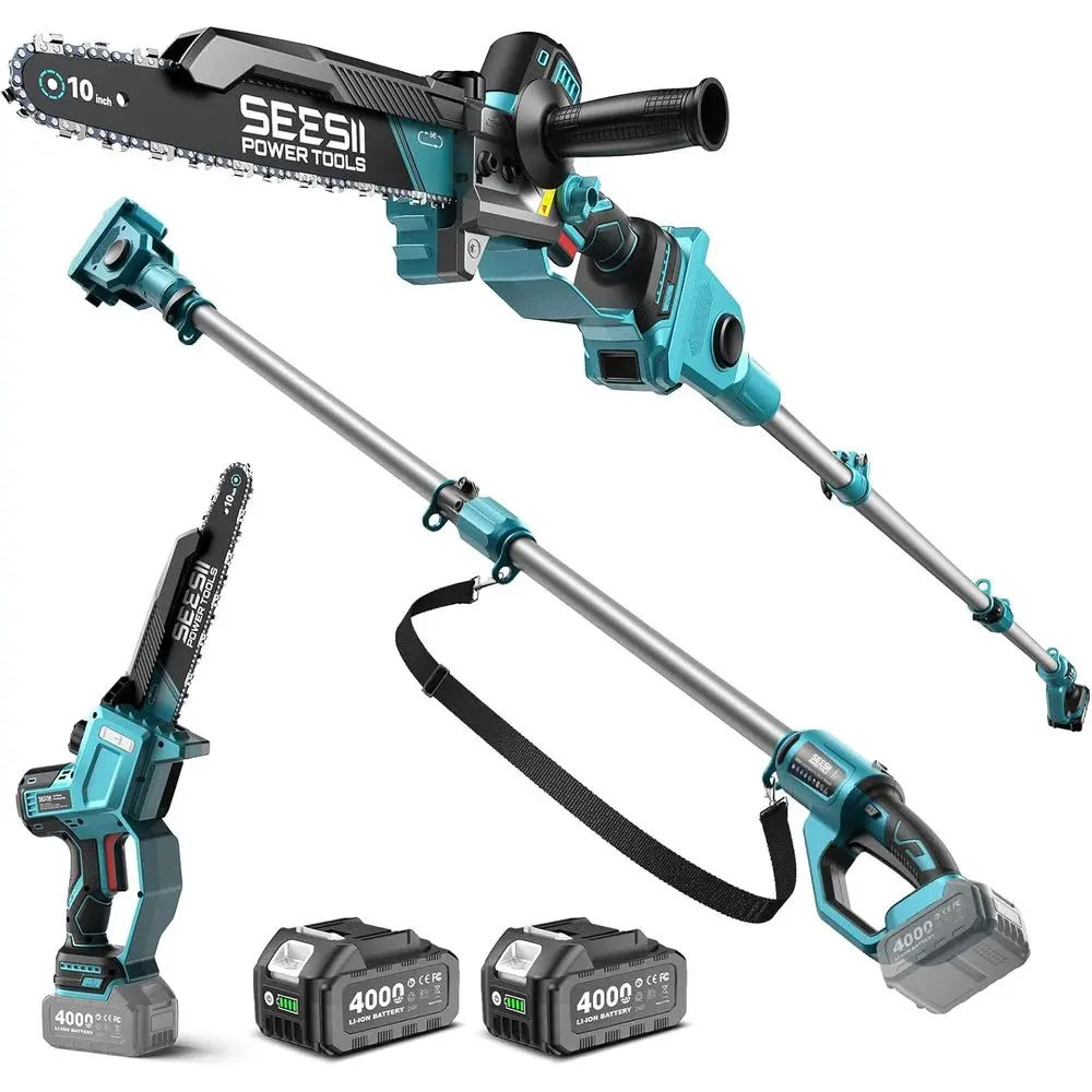 10-Inch 2-in-1 CordlPole Saw & Mini Chainsaw, 21V Battery Powered BrushlElectric Tree Trimmer with Extension Pole, 2×4000mAh Bat
10-Inch 2-in-1 CordlPole Saw & Mini Chainsaw, 21V Battery Powered BrushlElectric Tree Trimmer with Extension Pole, 2×4000mAh Bat
