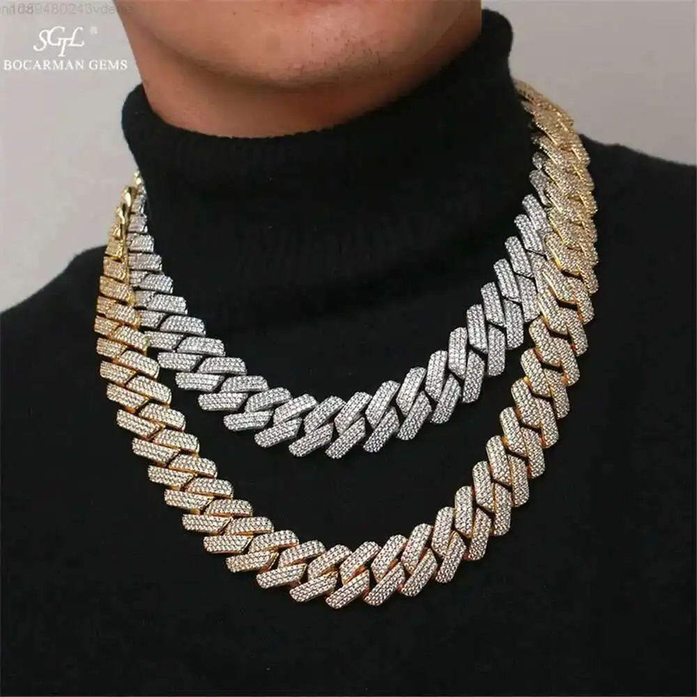 S925 Silver High Quality 20mm Diamond Cuban Chain Hip Hop Necklace Bracelet Trinket with Three Rows of Moissanite Stone
S925 Silver High Quality 20mm Diamond Cuban Chain Hip Hop Necklace Bracelet Trinket with Three Rows of Moissanite Stone