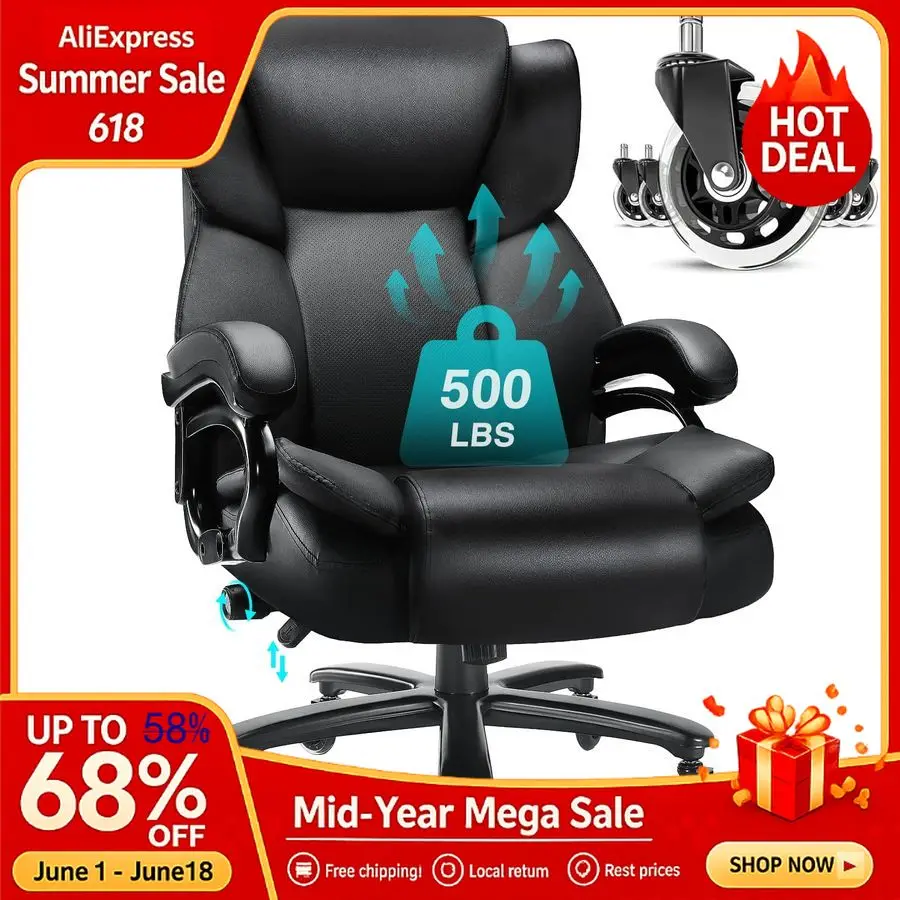 500lbs Big and Tall Office Chair, Heavy Duty Office Chair for Heavy People, High Back Executive Desk Chair with Adj Customizable
500lbs Big and Tall Office Chair, Heavy Duty Office Chair for Heavy People, High Back Executive Desk Chair with Adj Customizable