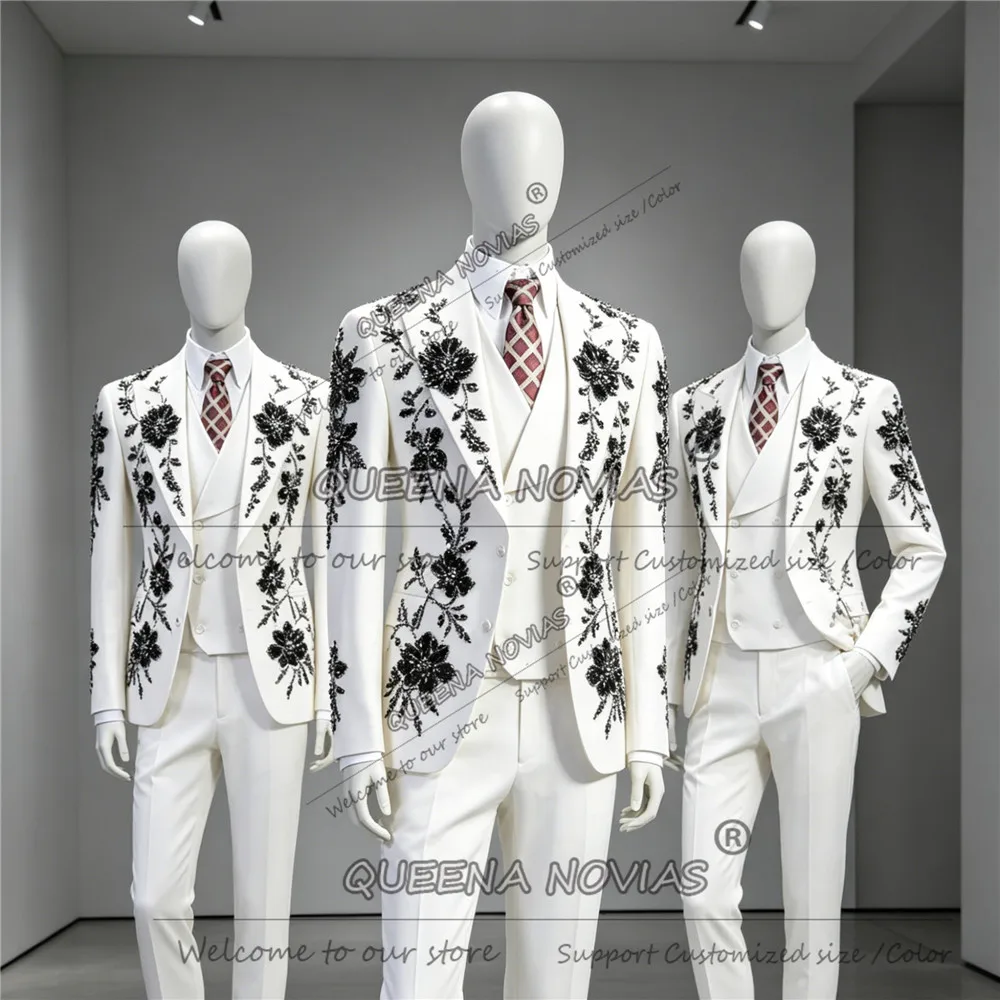 3 Piece Sets Suits Men Slim Fit Male Party Prom Blazer Customized Black Crystals Beading Ropa Hombre Groom Formal Party Tuxedos
3 Piece Sets Suits Men Slim Fit Male Party Prom Blazer Customized Black Crystals Beading Ropa Hombre Groom Formal Party Tuxedos
