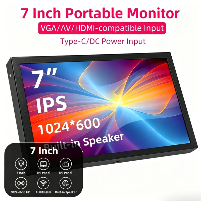 7 Inch TFT LCD Monitor HDMI VGA AV Input Portable Display for Raspberry Pi Computer PC CCTV Security Screen Type-C/DC Power Inpu
7 Inch TFT LCD Monitor HDMI VGA AV Input Portable Display for Raspberry Pi Computer PC CCTV Security Screen Type-C/DC Power Inpu