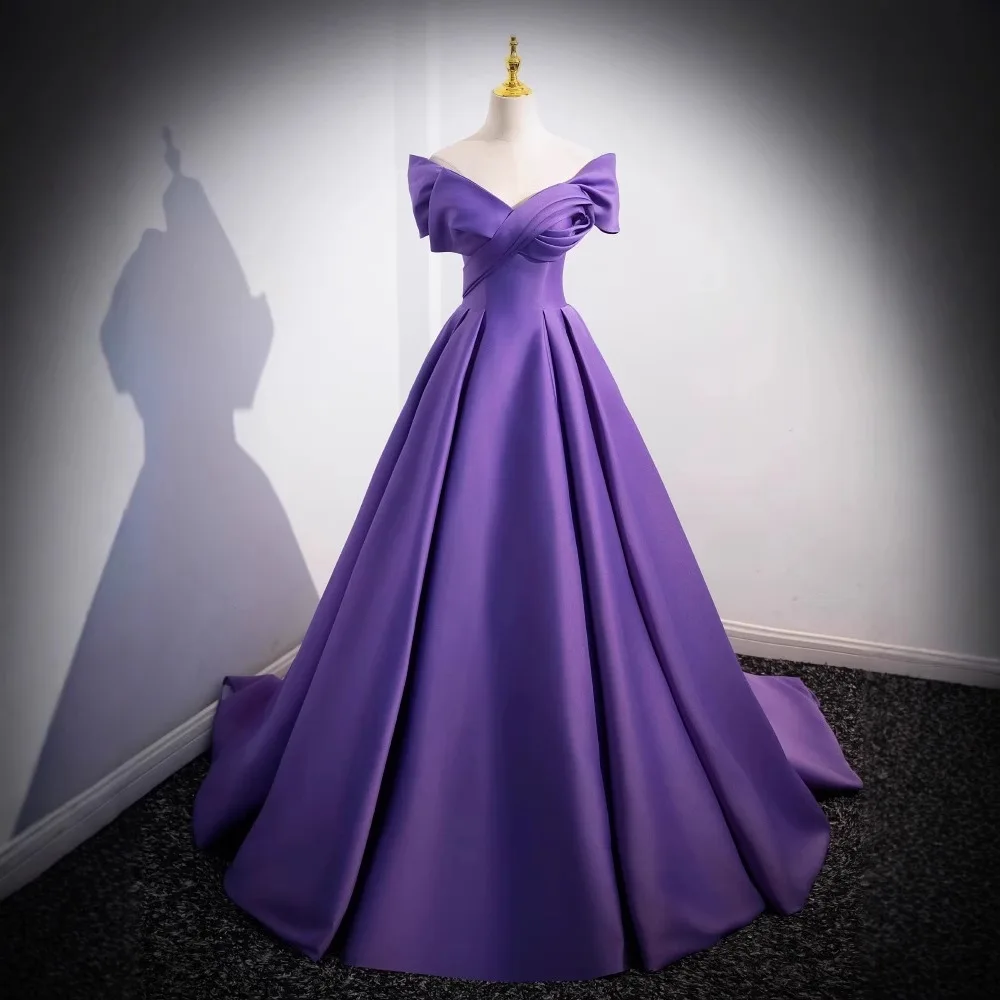 Customized A Line Women Evening Dresses Court Train Purple V Neck Prom Birthday Party Gowns Formal Occasion Vestido De Noche
Customized A Line Women Evening Dresses Court Train Purple V Neck Prom Birthday Party Gowns Formal Occasion Vestido De Noche
