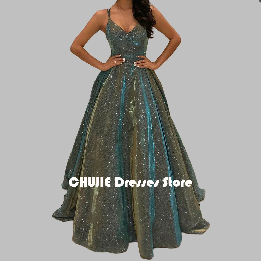 Glitter A Line Woman Evening Dress V Neck Ball Gowns Customized Wedding Party Dress Vestidos Largos De Gala vestidos de noche
Glitter A Line Woman Evening Dress V Neck Ball Gowns Customized Wedding Party Dress Vestidos Largos De Gala vestidos de noche