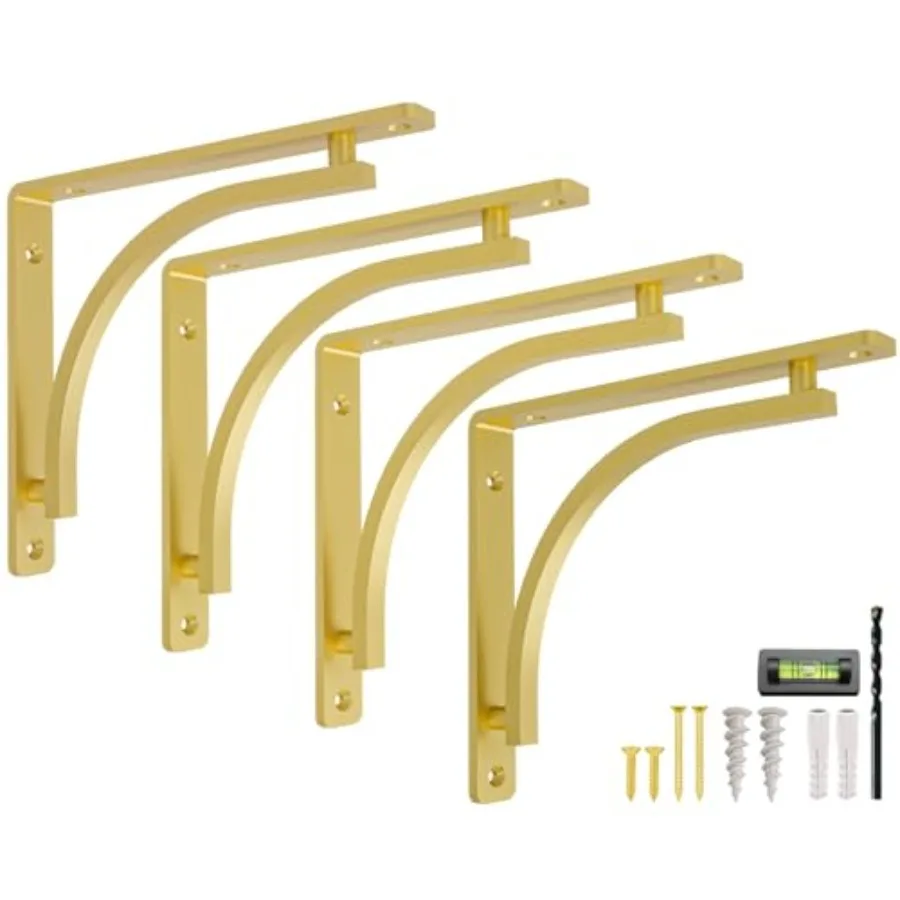 Classic Brass Heavy Duty Shelf Brackets 10 inch by Gold L Bracket Wall Mounted Support Shelving Metal Bracket Decorative Shelf
Classic Brass Heavy Duty Shelf Brackets 10 inch by Gold L Bracket Wall Mounted Support Shelving Metal Bracket Decorative Shelf