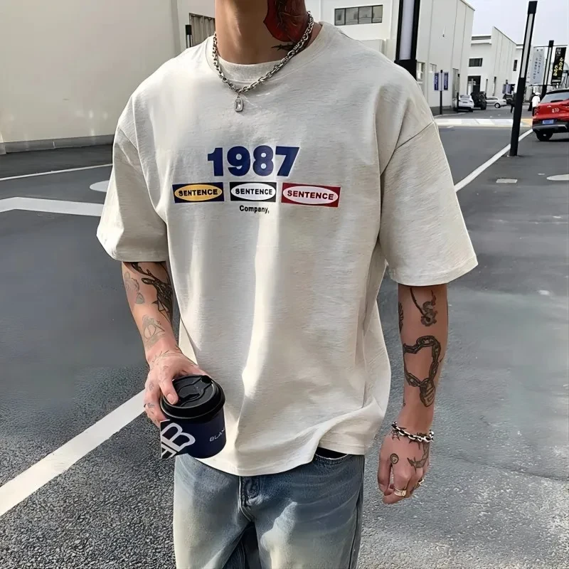 Textured Letter Print American Retro Summer Round Neck Short Sleeved T-Shirt Men's Loose Casual Top
Textured Letter Print American Retro Summer Round Neck Short Sleeved T-Shirt Men's Loose Casual Top