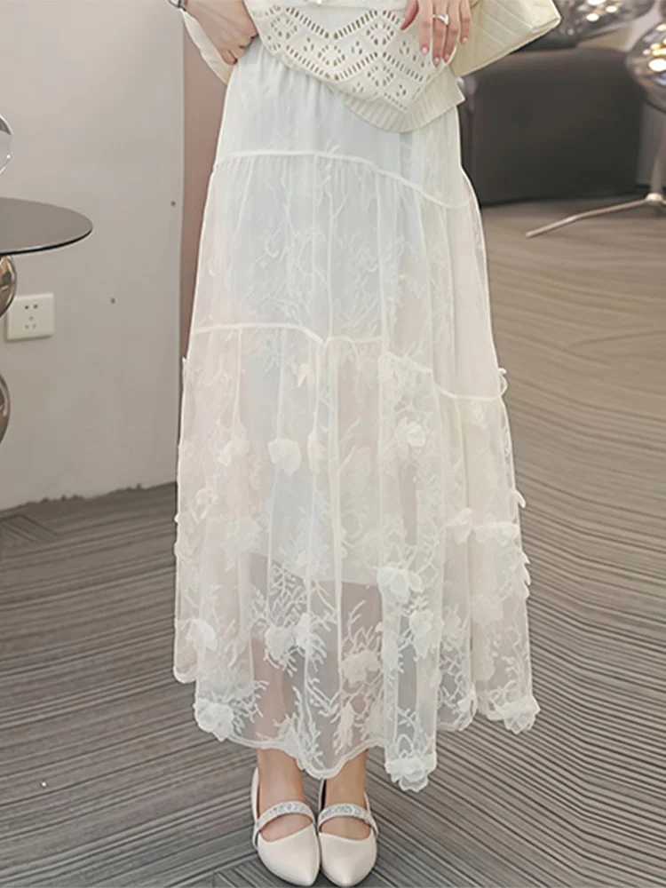 Elegant Lace Embroidery Mesh Half Skirt Women's High Waist Slim A-Line Long Skirt Summer New Style Breathable Casual Skirt
Elegant Lace Embroidery Mesh Half Skirt Women's High Waist Slim A-Line Long Skirt Summer New Style Breathable Casual Skirt