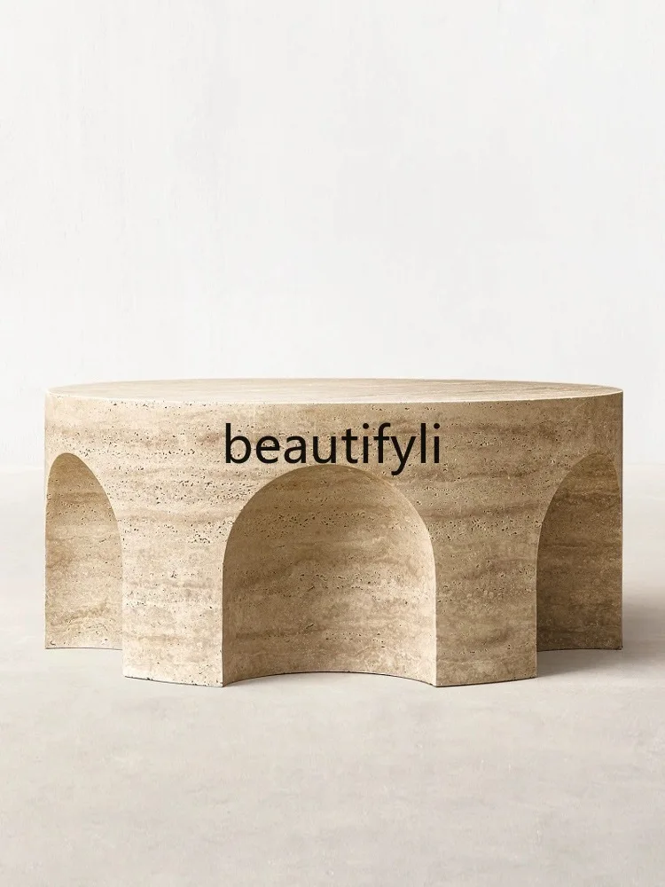 Nordic natural travertine round coffee table light luxury villa simple living room sofa side table
Nordic natural travertine round coffee table light luxury villa simple living room sofa side table