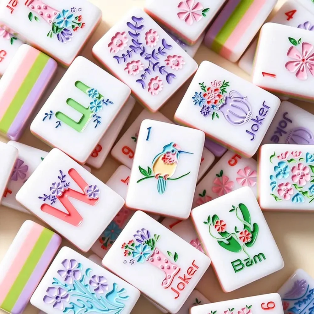 Colorful 3D Embossed American Mahjong Tiles Set 160pcs Durable Acrylic with Unique Floral & Bird Design Complete Mah Jongg Set
Colorful 3D Embossed American Mahjong Tiles Set 160pcs Durable Acrylic with Unique Floral & Bird Design Complete Mah Jongg Set