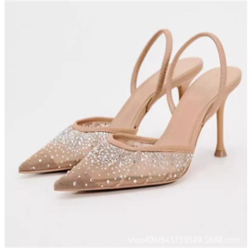 2025 Summer New Women's Sandals Water Diamond Bright Mesh High Heels Footwear Elegant Slingback Pointed Slip on Party Lady Shoes
2025 Summer New Women's Sandals Water Diamond Bright Mesh High Heels Footwear Elegant Slingback Pointed Slip on Party Lady Shoes