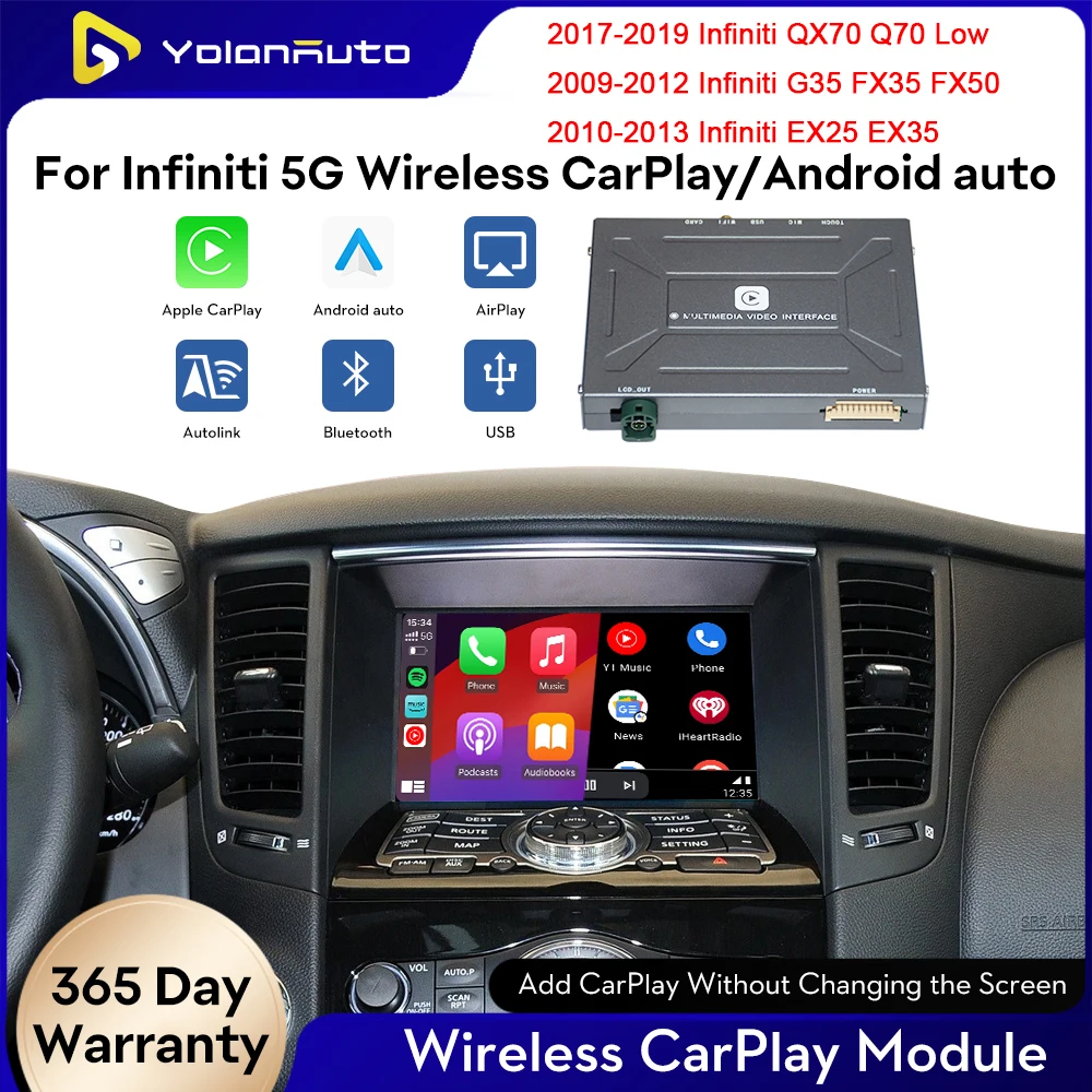 YolanAuto NEW Wireless Carplay Android Auto for Infiniti 2010-2019 QX70 Q70 FX35 G35 FX50 EX25 EX3 GPS Navigation YouTub Mirror
YolanAuto NEW Wireless Carplay Android Auto for Infiniti 2010-2019 QX70 Q70 FX35 G35 FX50 EX25 EX3 GPS Navigation YouTub Mirror