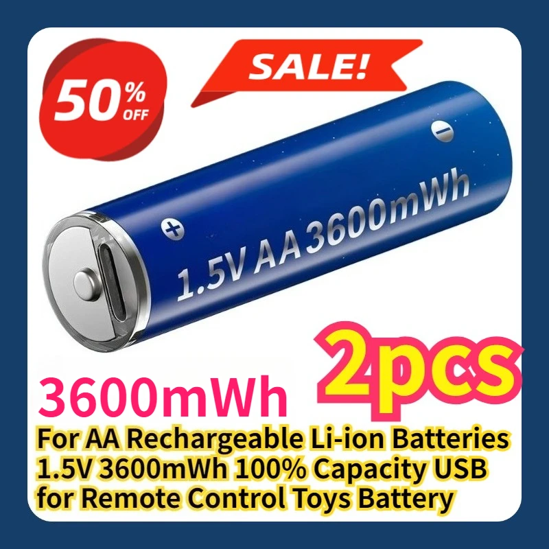 For AA Rechargeable Li-ion Batteries 1.5V 3600mWh 100% Capacity USB for Remote Control Toys Battery
For AA Rechargeable Li-ion Batteries 1.5V 3600mWh 100% Capacity USB for Remote Control Toys Battery