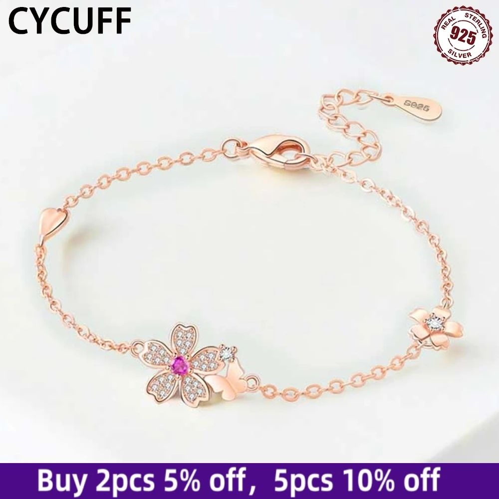 CYCUFF 925 Sterling Silver Cherry Blossom Butterfly Bracelet For Women 2025 New Trendy Chain Charms Women's Jewelry making Gifts
CYCUFF 925 Sterling Silver Cherry Blossom Butterfly Bracelet For Women 2025 New Trendy Chain Charms Women's Jewelry making Gifts