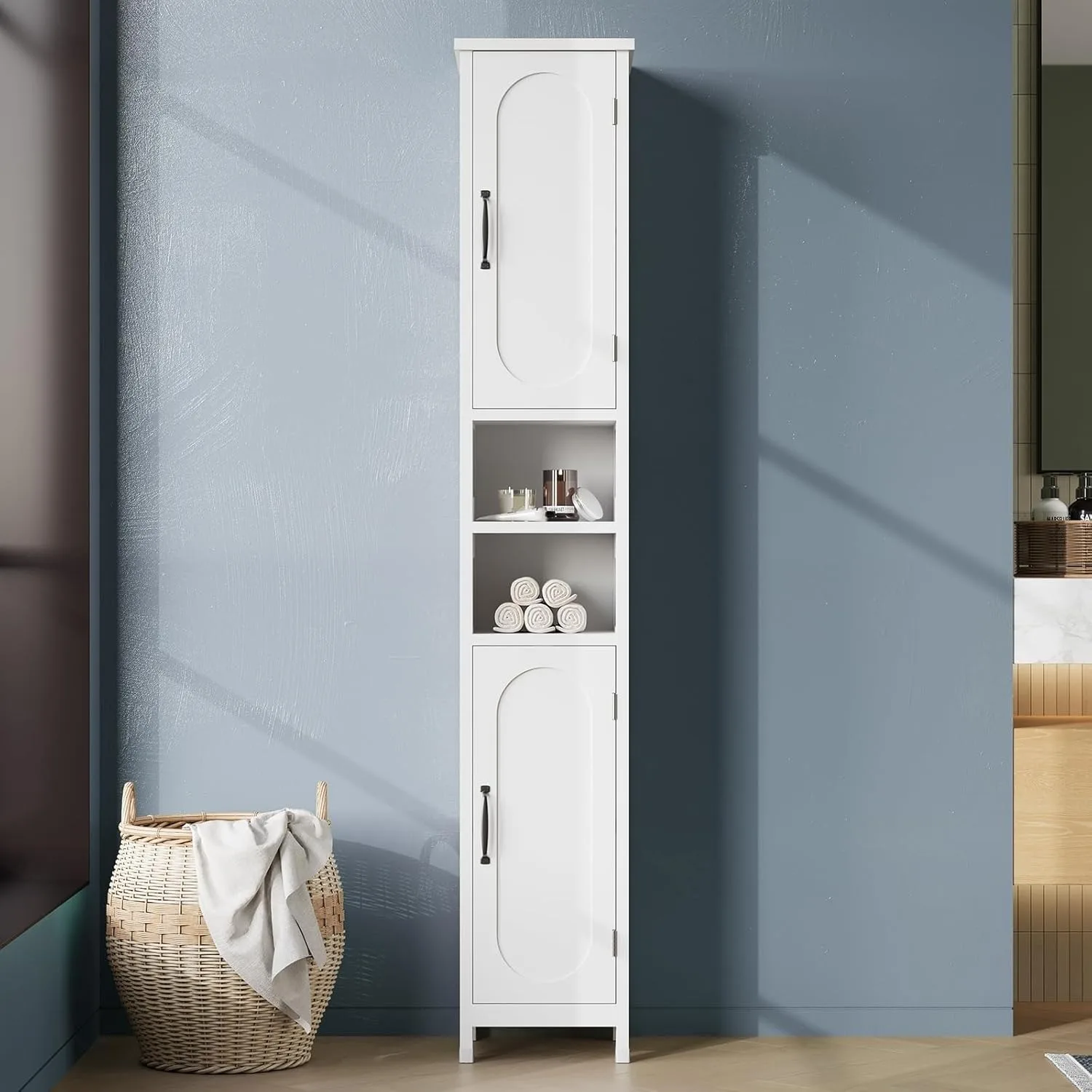 67" Tall Bathroom Storage Cabinet with Lights, Slim Narrow Bathroom Cabinet Organizer with Doors and Adjustable Shelves
67" Tall Bathroom Storage Cabinet with Lights, Slim Narrow Bathroom Cabinet Organizer with Doors and Adjustable Shelves