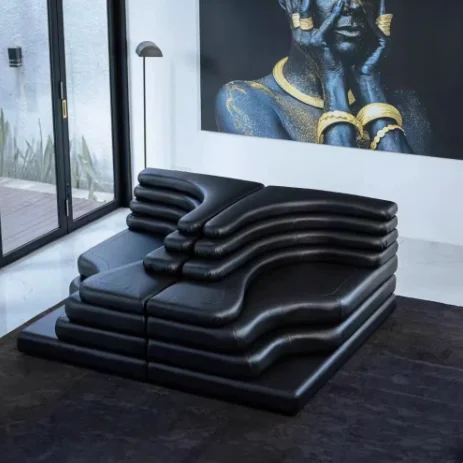 Modern simple sofa living room Italian light luxury black terraced leather module sofa combination
Modern simple sofa living room Italian light luxury black terraced leather module sofa combination