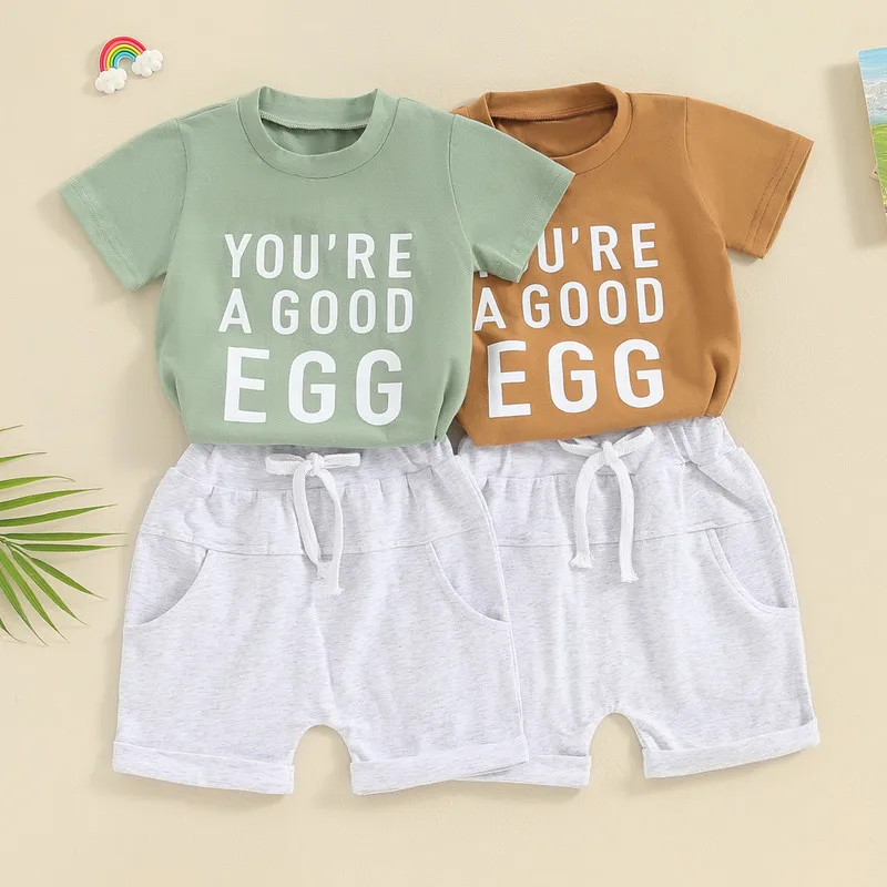 Newborn Baby Boy Easter Outfit Summer Clothes Short Sleeve Letters Print T-shirt with Elastic Waist Shorts 2-piece Outfit
Newborn Baby Boy Easter Outfit Summer Clothes Short Sleeve Letters Print T-shirt with Elastic Waist Shorts 2-piece Outfit