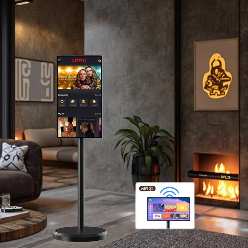 23.8 Inch Television Smart Tv Touch Screen Monitor Display Built-In Battery Lcd Display Full Hd Tablet Pc Moveable Mobile Tv.