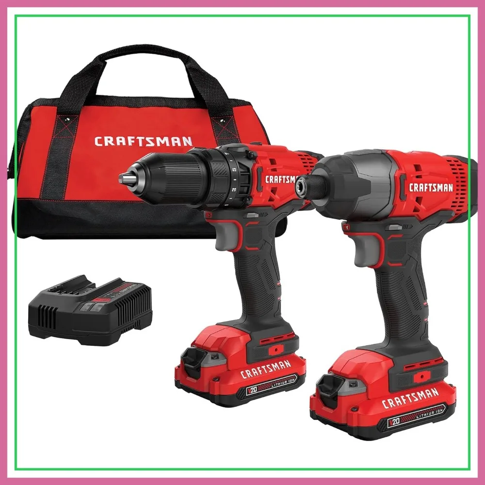 20V MAX Cordless Drill & Impact Driver Set, 2 Batteries, Charger, LED Light, Bits, Bag
20V MAX Cordless Drill & Impact Driver Set, 2 Batteries, Charger, LED Light, Bits, Bag