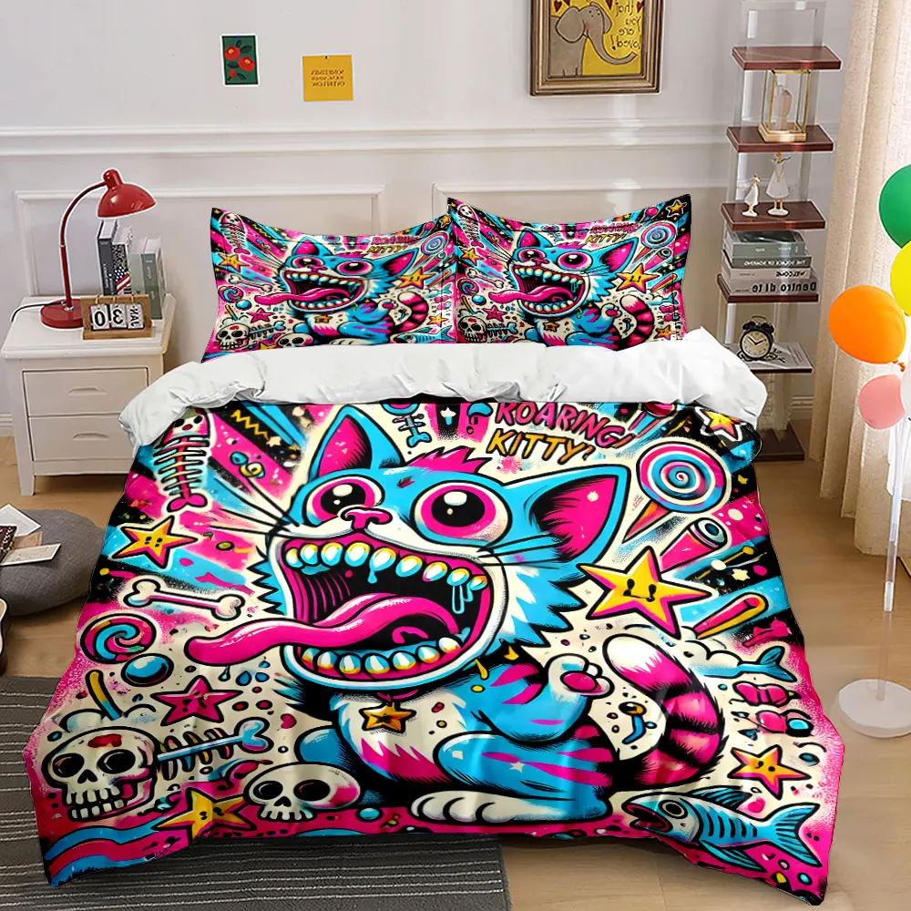 Pop graffiti style roaring cat Pattern Duvet Cover Set Digital Print Colorful Polyester Bedding with Zipper Closur for gifts
Pop graffiti style roaring cat Pattern Duvet Cover Set Digital Print Colorful Polyester Bedding with Zipper Closur for gifts