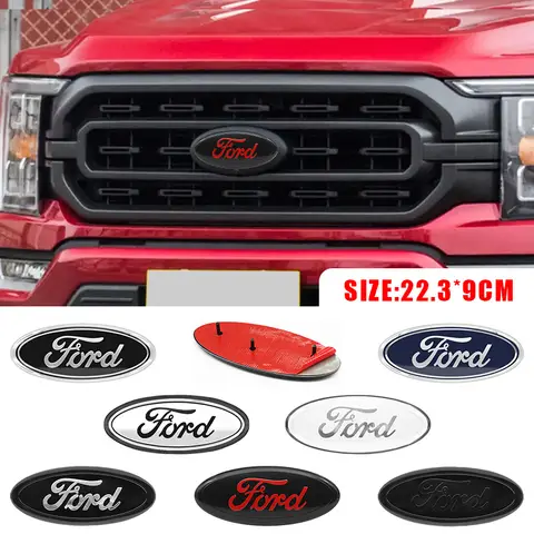22.3X9cm Car Front Grille Emblem Sticker Rear Trunk Decal Replacement Accessories For Ford F150 F250 Edge Escape Transit Fusion