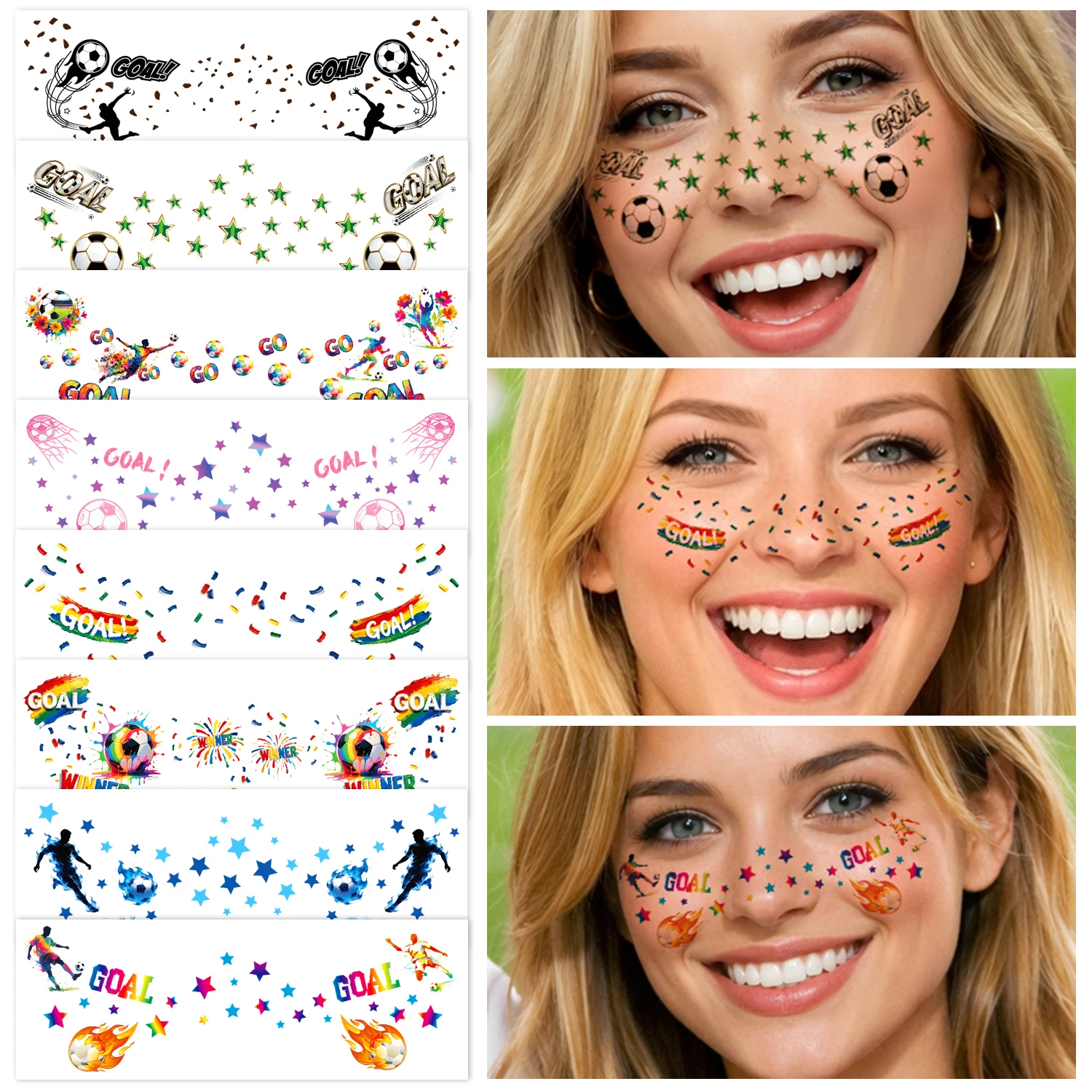 8 Sheets Soccer Temporary Tattoos -Game Day Fake Stickers, Waterproof Body Art for Sports Event Tattoo, Perfect for Soccer
8 Sheets Soccer Temporary Tattoos -Game Day Fake Stickers, Waterproof Body Art for Sports Event Tattoo, Perfect for Soccer