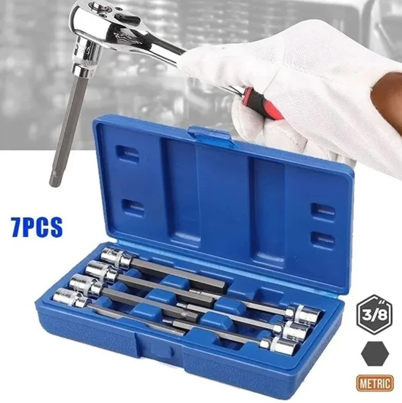 7pcs Allen Key Socket Bit Set Automotive Hand Tools With Storage Case 3/8" Drive Extra Long Allen Hex Bit 3-10mm Impact Adapter
7pcs Allen Key Socket Bit Set Automotive Hand Tools With Storage Case 3/8" Drive Extra Long Allen Hex Bit 3-10mm Impact Adapter