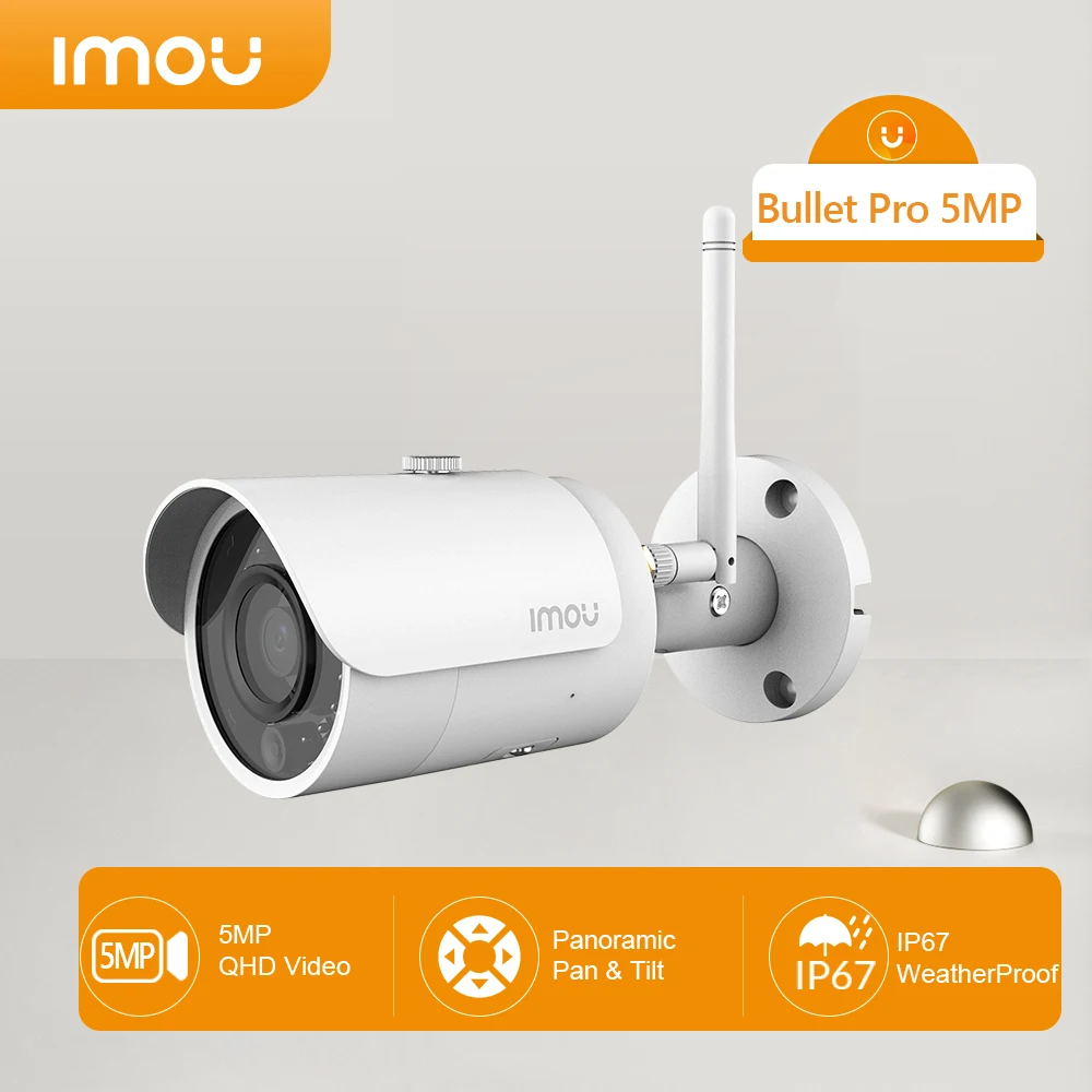 Наружная Wi-Fi камера видеонаблюдения IMOU Bullet Pro, 5 МП, цельнометаллическая идентификация людей, обнаружение автомобиля, встроенный микрофон, IP67, погодоустойчивость
Наружная Wi-Fi камера видеонаблюдения IMOU Bullet Pro, 5 МП, цельнометаллическая идентификация людей, обнаружение автомобиля, встроенный микрофон, IP67, погодоустойчивость