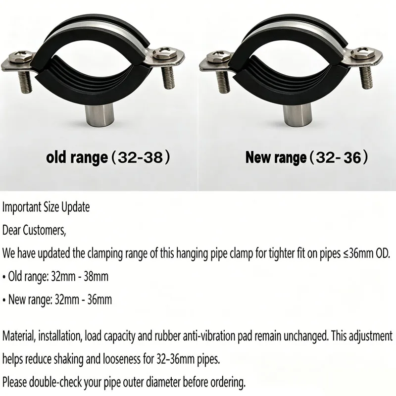 M8/M10 Female X 13-59mm OD Tube 304 Stainless Steel Pipe Clamp Bracket Support Hanger Fixed Plumbing Water Home Garden
M8/M10 Female X 13-59mm OD Tube 304 Stainless Steel Pipe Clamp Bracket Support Hanger Fixed Plumbing Water Home Garden