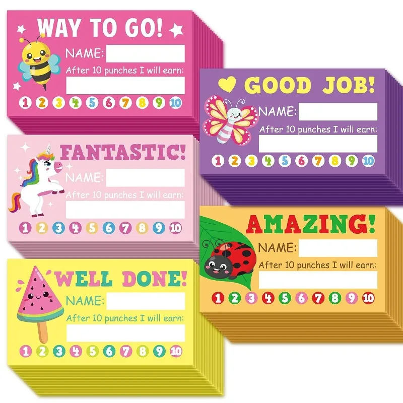 50/100PCS Cool Encouragement Cards Punch Cards Incentive Loyalty Reward Card Student Awards Cards for Teenager Behavior
50/100PCS Cool Encouragement Cards Punch Cards Incentive Loyalty Reward Card Student Awards Cards for Teenager Behavior