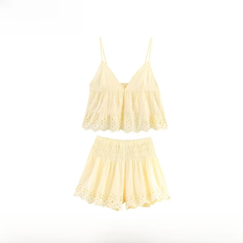 Fashionable Short Embroidered Silk Blouse Women's New Season's Clothing V-neck Sleeveless Summer Outfit Two-Piece Set
Fashionable Short Embroidered Silk Blouse Women's New Season's Clothing V-neck Sleeveless Summer Outfit Two-Piece Set