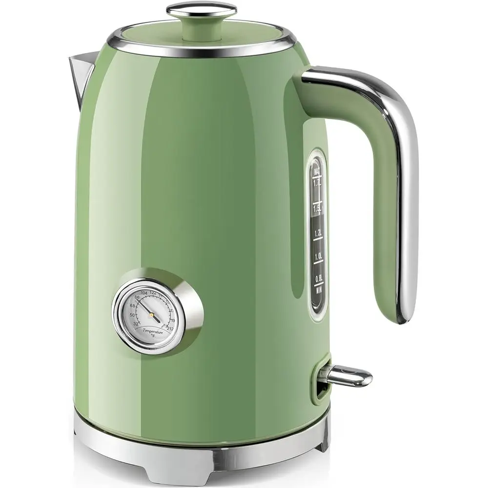 1500W Stainless Steel 57oz Electric Kettle with Thermometer, Auto Shut-Off & Boil Dry Protection, Retro Green
1500W Stainless Steel 57oz Electric Kettle with Thermometer, Auto Shut-Off & Boil Dry Protection, Retro Green