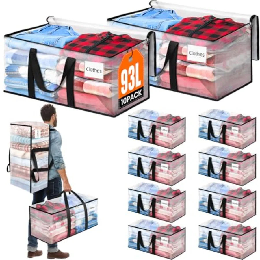 10-Pack Large Moving Bags with Backpack Straps and Strong Zippers Heavy-Duty Storage Bags Moving Boxes for Space Saving Dorms T
10-Pack Large Moving Bags with Backpack Straps and Strong Zippers Heavy-Duty Storage Bags Moving Boxes for Space Saving Dorms T