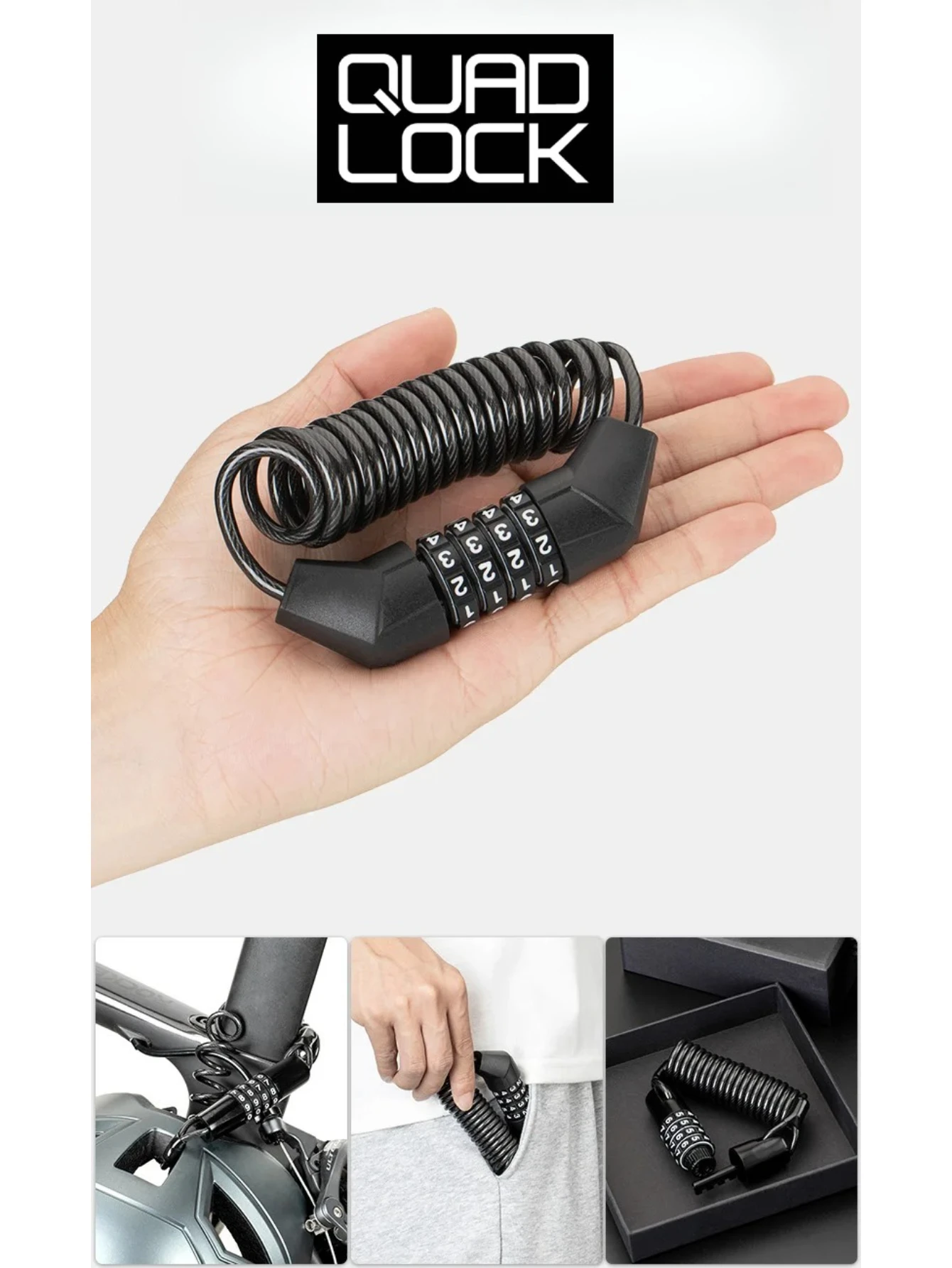 QUAD LOCK Mini Password Lock Anti-theft Bicycle Durable Steel Wire Lock Chain
QUAD LOCK Mini Password Lock Anti-theft Bicycle Durable Steel Wire Lock Chain