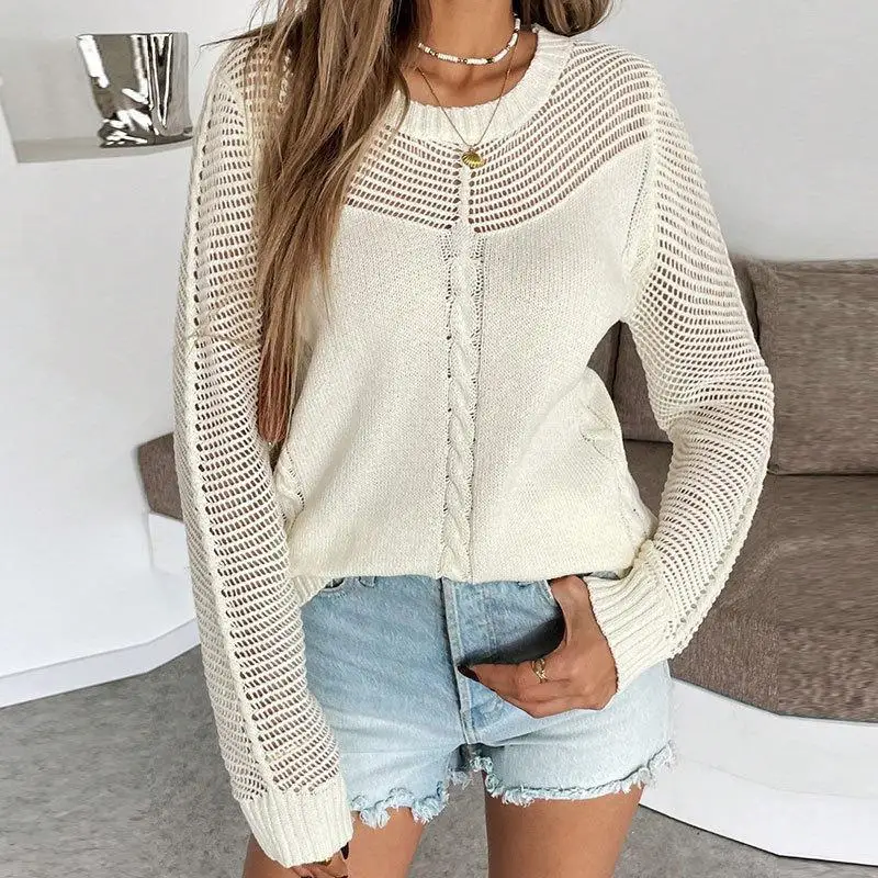 Autumn Winter New Sle Women's Loose round Ne Knitted Sweater Hollow out Overhead Long Sve Color Commute Faion
Autumn Winter New Sle Women's Loose round Ne Knitted Sweater Hollow out Overhead Long Sve Color Commute Faion