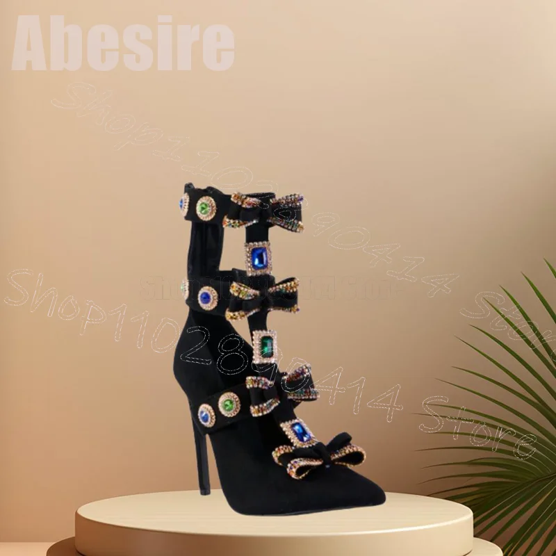 Crystal Bow Knot Black Hollow Design Sandals Back Zipper Women Shoes Thin High Heels Pointed Toe Party 2025 Zapatos Para Mujere
Crystal Bow Knot Black Hollow Design Sandals Back Zipper Women Shoes Thin High Heels Pointed Toe Party 2025 Zapatos Para Mujere